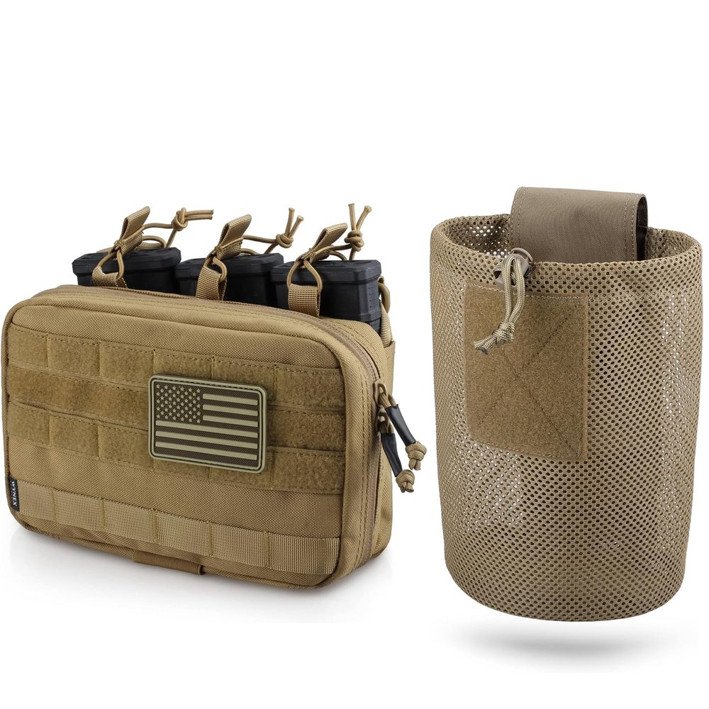 WYNEX Tactical Mag Admin Pouch with Tactical Dump Pouch, Molle Utility Tool Pouch Medical EMT Organizer Roll-Up Drawstring Magazine Utility Pouch