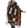 Cat print Cashmere imitation tassel shawl Warm tassel scarf poncho shawl clothing accessory view 1