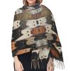 Cat print Cashmere imitation tassel shawl Warm tassel scarf poncho shawl clothing accessory view 4