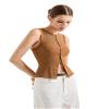 SUUKSESS Women Button Down Going Out Trendy Tops Ribbed Sexy Vest Y2K Tank Tops (Khaki, L) view 2
