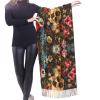 Floral Skull print Cashmere imitation tassel shawl Warm tassel scarf poncho shawl clothing accessory view 2