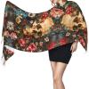 Floral Skull print Cashmere imitation tassel shawl Warm tassel scarf poncho shawl clothing accessory view 3
