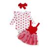 Amnnchya Christmas Baby Girl Outfit Newborn Cute Elk Fly Sleeve Romper Overall Dress Infant Girls Fall Winter Skirt Set (Tulle Valentines Outfit, 12-18 Months) view 1