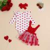 Amnnchya Christmas Baby Girl Outfit Newborn Cute Elk Fly Sleeve Romper Overall Dress Infant Girls Fall Winter Skirt Set (Tulle Valentines Outfit, 12-18 Months) view 4