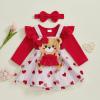 Amnnchya Christmas Baby Girl Outfit Newborn Cute Elk Fly Sleeve Romper Overall Dress Infant Girls Fall Winter Skirt Set (Heart Valentines Outfit, 12-18 Months) view 3