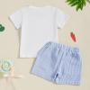 LAGKIYOJ Toddler Baby Boy Easter Outfit Bunny Short Sleeve Rabbit Shirt Stripes Shorts Summer Spring Baby Clothes Set (White, 12-18 Months) view 4