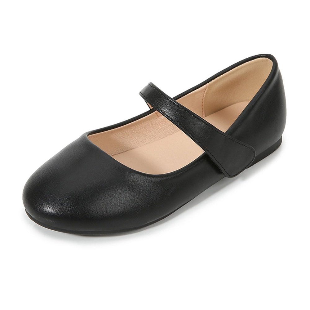 Girls Dress Shoes Patent Leather Wedding Party School Uniform Shoes Ballet Flats Little Girls Flower Girl Shoes (Black, 2 Big Kids)