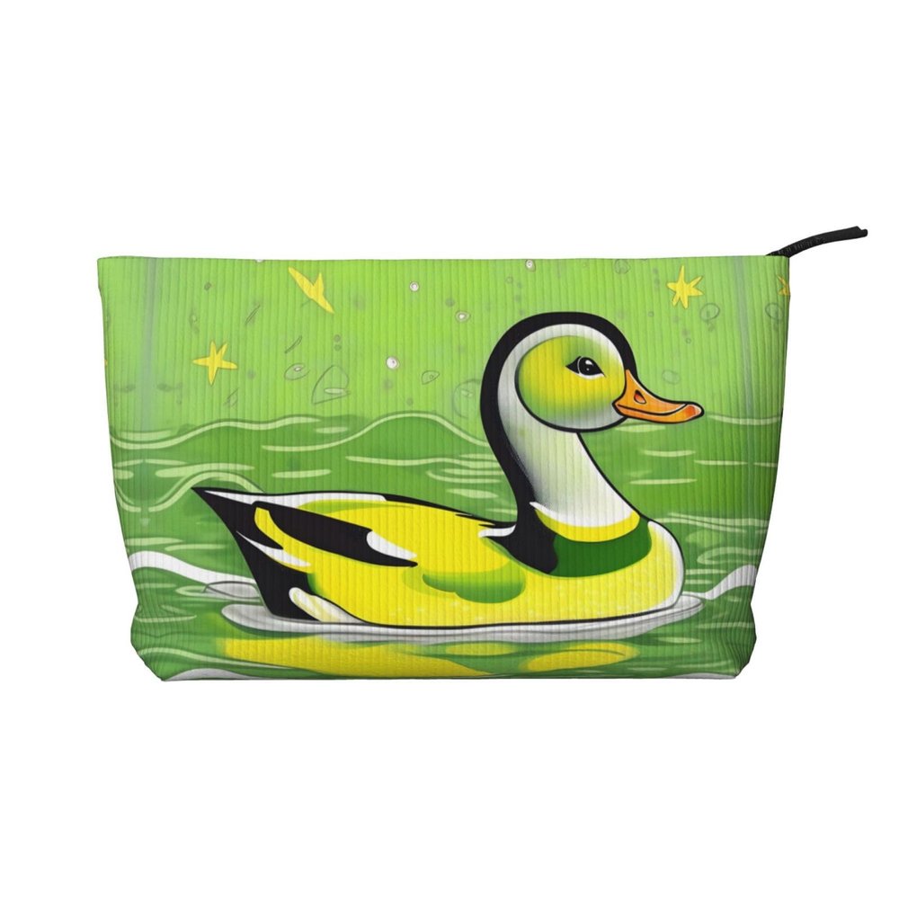 Women's Portable Zipper Handbag Wallet, Suitable for Travel and Daily Storage of Cosmetics, Green Duck Corduroy Cosmetic Bag
