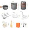 16pcs Camping Cookware Mess Kit, Mini Stove with Lightweight Pot, Stove, Spork and Carry Mesh Bag Fork Spoon Kits for Backpacking, Outdoor Camping Hiking and Picnic (Orange) view 3