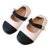 Toddler Girls Dress Shoes Color Block Mary Jane Ballet Flats Flower Girl School Party Wedding Shoes (White, 10.5 Little Child) view 1
