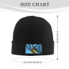 Silk Style Flag of Saint Lucia Beanie Hat Acrylic Knit Warm Winter Hats for Women Men Skull Cap Black view 4