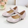 Mary Jane Shoes for Girls Low Heel Dress Shoes Flower Girl School Shoes Patent Leather Shoes for Wedding Party (Red, 1.5 Big Kids) view 2