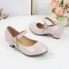 Mary Jane Shoes for Girls Low Heel Dress Shoes Flower Girl School Shoes Patent Leather Shoes for Wedding Party (Red, 1.5 Big Kids) view 4