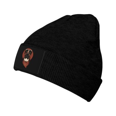 ZKLCRYTR Boxer Dog with Bandana Beanie Hat Acrylic Knit Warm Winter Hats for Women Men Skull Cap Black