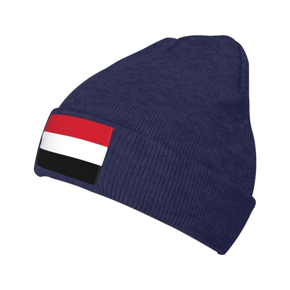 ZKLCRYTR Flag of Yemen Beanie Hat Acrylic Knit Warm Winter Hats for Women Men Skull Cap Navy Blue
