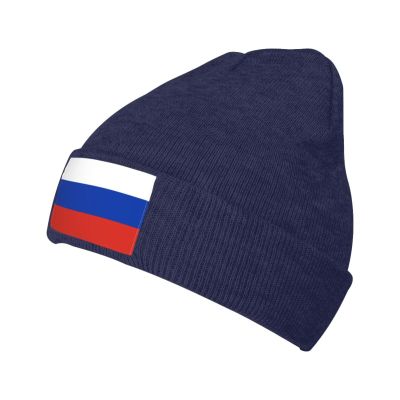 Flag of Russia Beanie Hat Acrylic Knit Warm Winter Hats for Women Men Skull Cap Navy Blue