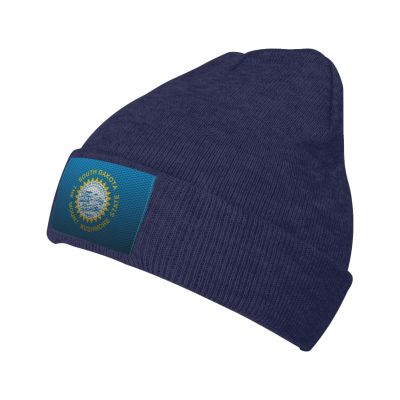 Mesh Style Flag of South Dakota Beanie Hat Acrylic Knit Warm Winter Hats for Women Men Skull Cap Navy Blue