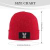 Rabbit Head Beanie Hat Acrylic Knit Warm Winter Hats for Women Men Skull Cap Red view 4