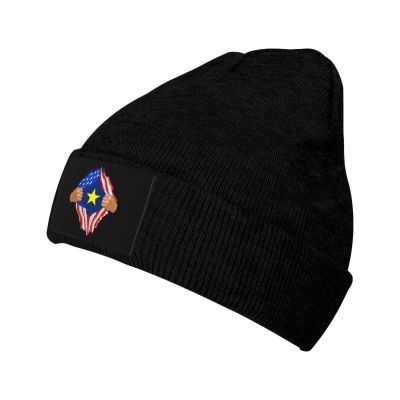 Hand Tear Flag of The Republic of Texas Beanie Hat Acrylic Knit Warm Winter Hats for Women Men Skull Cap Black