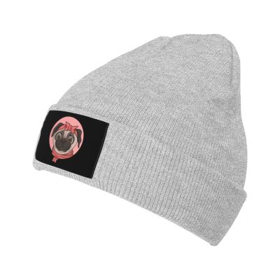 Cute Dog Head Beanie Hat Acrylic Knit Warm Winter Hats for Women Men Skull Cap Gray
