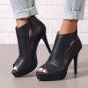 Peep Toe Booties for Women Cutout High Stiletto Heels Platform Ankle Boot Heeled Sandals with Back Zipper view 2
