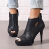 Peep Toe Booties for Women Cutout High Stiletto Heels Platform Ankle Boot Heeled Sandals with Back Zipper view 4