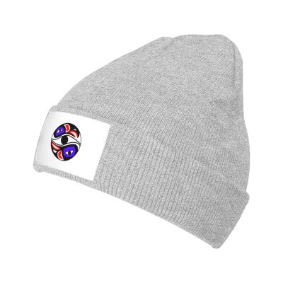 ZKLCRYTR Flag of The Organized Village of Kake Beanie Hat Acrylic Knit Warm Winter Hats for Women Men Skull Cap Gray