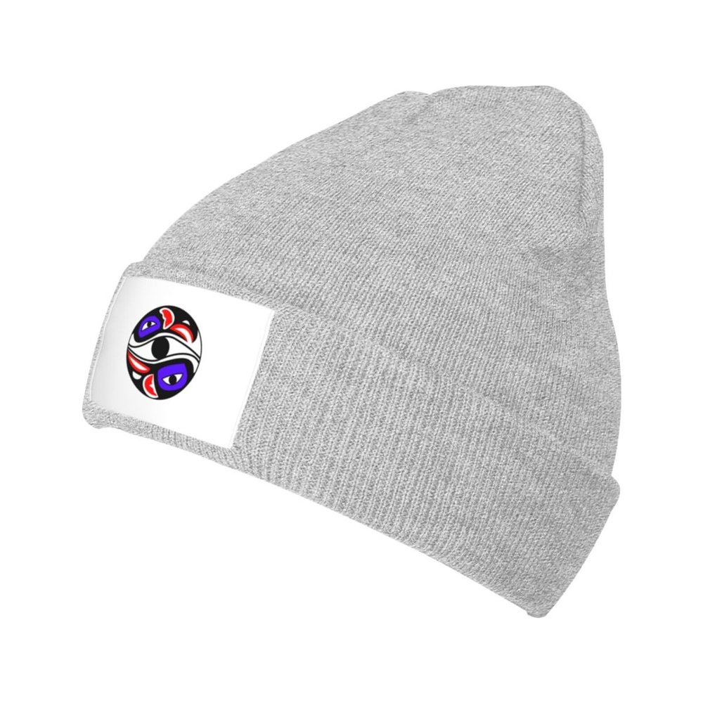 ZKLCRYTR Flag of The Organized Village of Kake Beanie Hat Acrylic Knit Warm Winter Hats for Women Men Skull Cap Gray