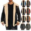 Sherpa Jacket for Men Winter Parka Coats Fleece Lined Warm Jacket Big and Tall Overcoat Vintage Cardigan Jacket Black view 1