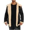 Sherpa Jacket for Men Winter Parka Coats Fleece Lined Warm Jacket Big and Tall Overcoat Vintage Cardigan Jacket Black view 2