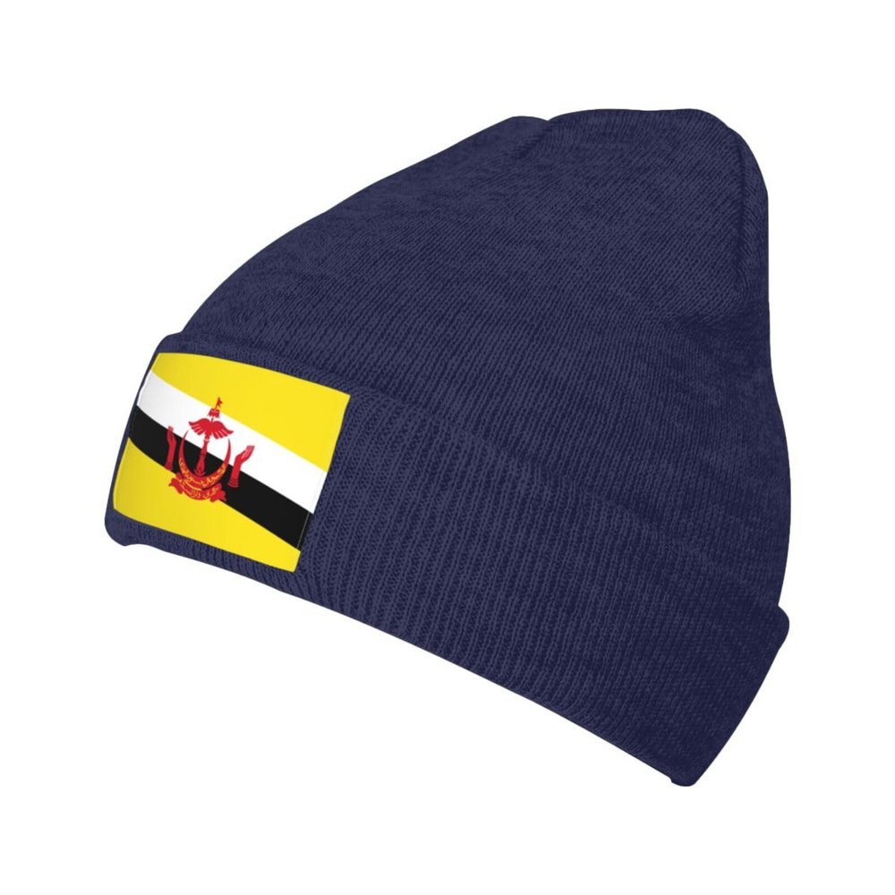 ZKLCRYTR Flag of Brunei Beanie Hat Acrylic Knit Warm Winter Hats for Women Men Skull Cap Navy Blue