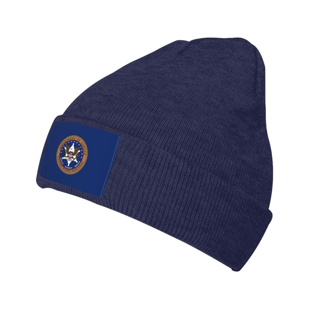 Flag of The United States Marshals Service Beanie Hat Acrylic Knit Warm Winter Hats for Women Men Skull Cap Navy Blue