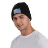 ZKLCRYTR Flag of Uruguay Beanie Hat Acrylic Knit Warm Winter Hats for Women Men Skull Cap Black view 2