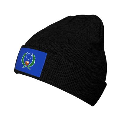ZKLCRYTR Flag of Pohnpei Beanie Hat Acrylic Knit Warm Winter Hats for Women Men Skull Cap Black