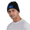 ZKLCRYTR Flag of Pohnpei Beanie Hat Acrylic Knit Warm Winter Hats for Women Men Skull Cap Black view 2