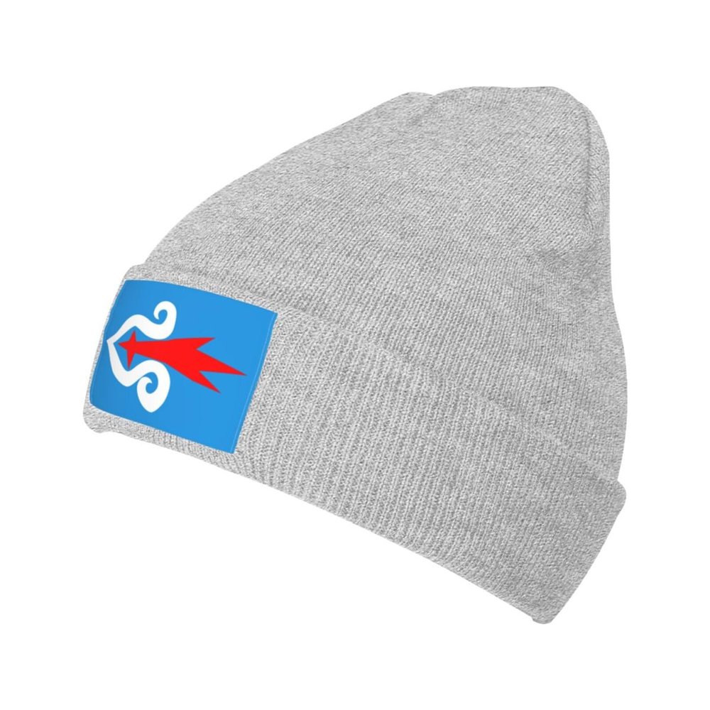 ZKLCRYTR Flag of Ainu Beanie Hat Acrylic Knit Warm Winter Hats for Women Men Skull Cap Gray