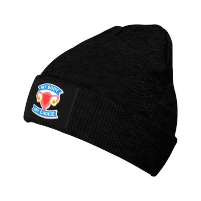 ZKLCRYTR My Body My Choice Beanie Hat Acrylic Knit Warm Winter Hats for Women Men Skull Cap Black