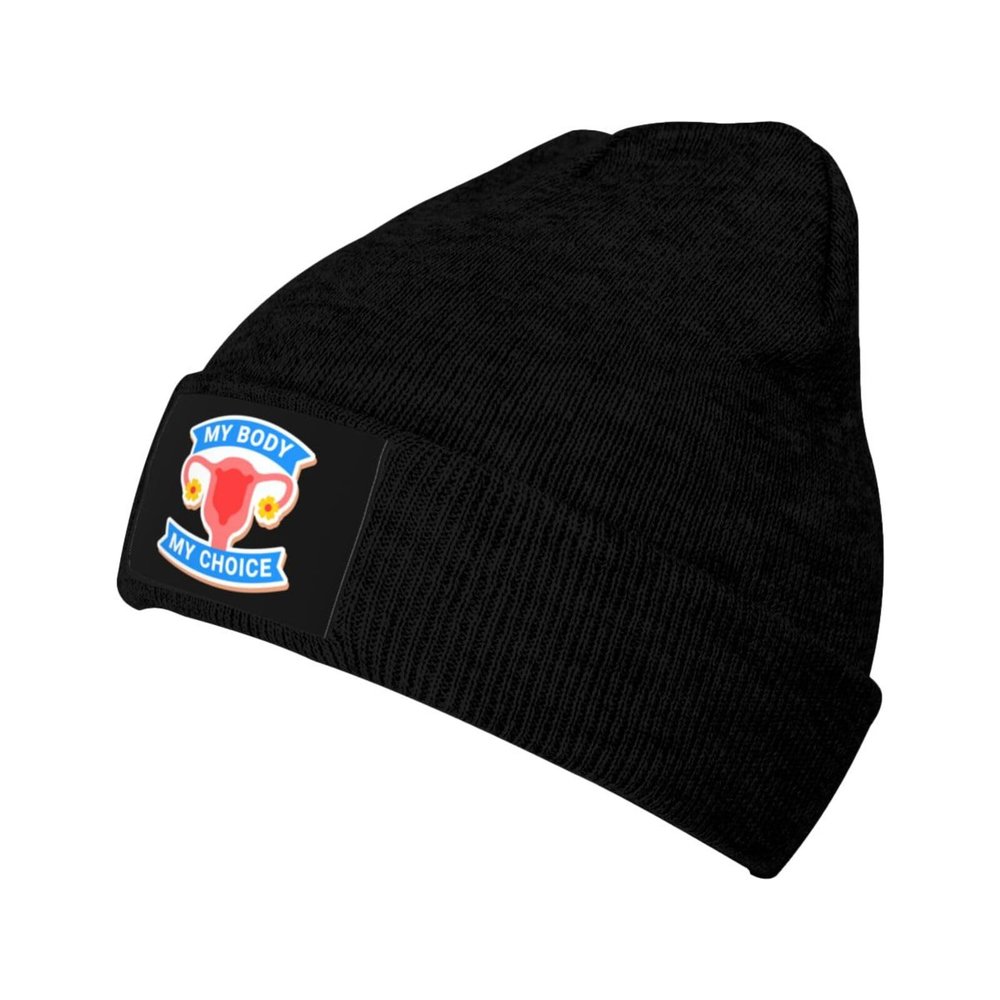 ZKLCRYTR My Body My Choice Beanie Hat Acrylic Knit Warm Winter Hats for Women Men Skull Cap Black