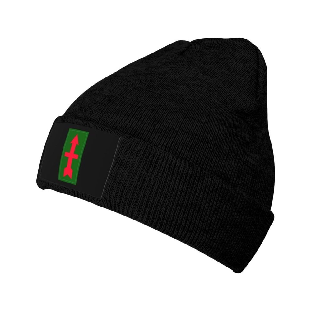 32nd Infantry Division Shoulder Patch Beanie Hat Acrylic Knit Warm Winter Hats for Women Men Skull Cap Black