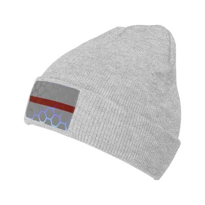 Honeycomb Style Nurses Thin Red Line Flag Beanie Hat Acrylic Knit Warm Winter Hats for Women Men Skull Cap