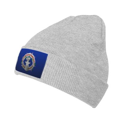 ZKLCRYTR Mesh Style Flag of The Northern Mariana Islands Beanie Hat Acrylic Knit Warm Winter Hats for Women Men Skull Cap Gray