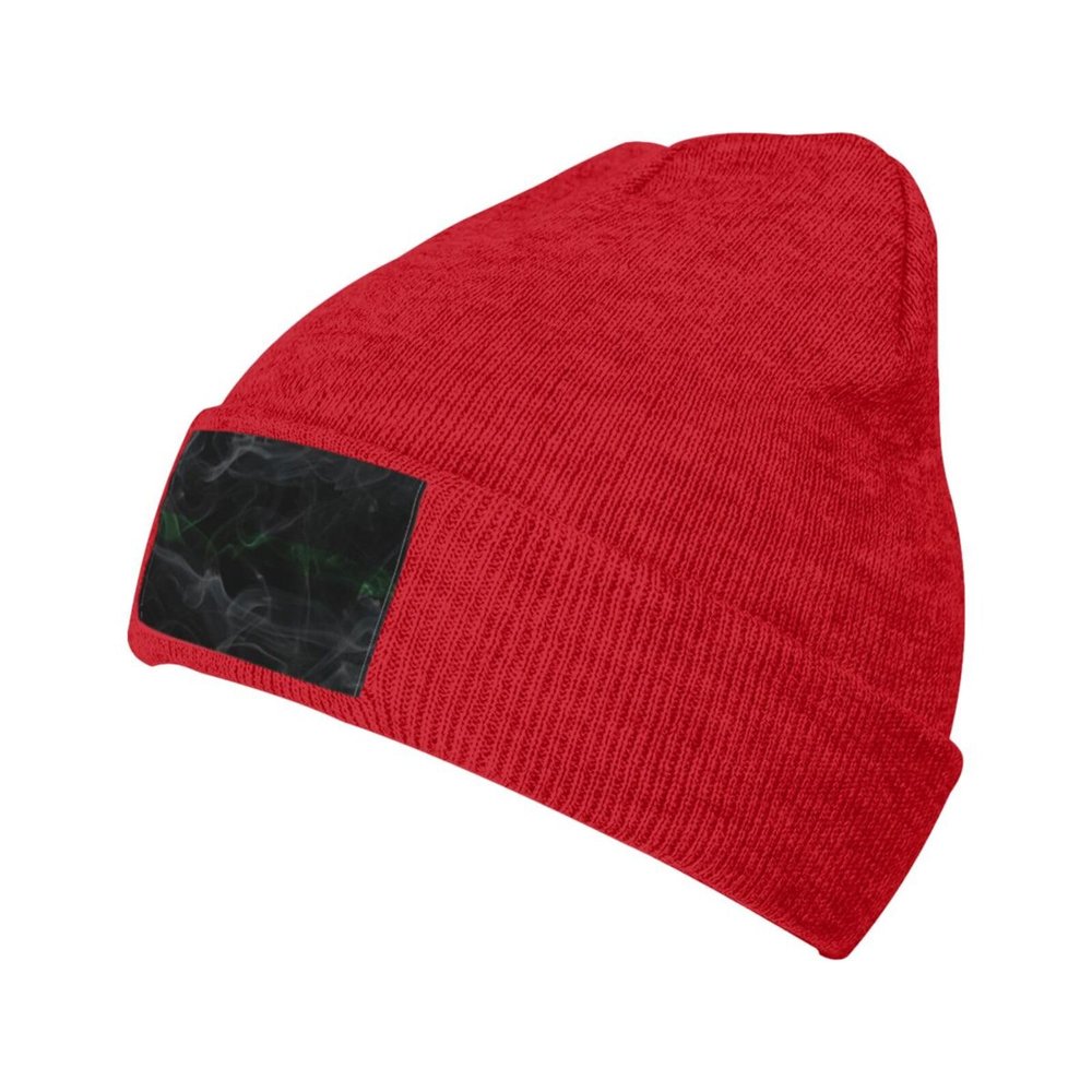 ZKLCRYTR Smoke Style Thin Green Line Flag Beanie Hat Acrylic Knit Warm Winter Hats for Women Men Skull Cap