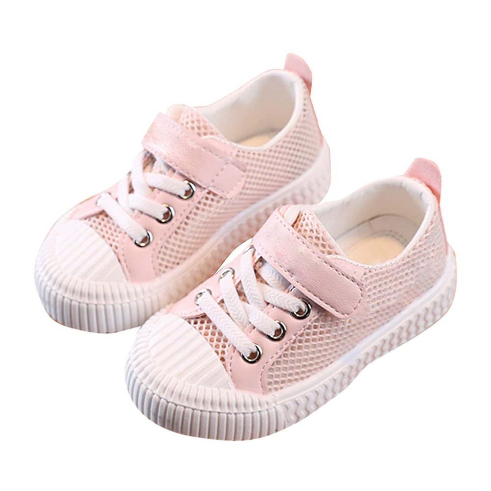 Little Boys Girls Lightweight Sports Shoes Mesh Breathable Flat Household Casual Slip On Canvas Shoes for Kids (Pink, 8 Toddler)