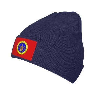 Flag of St. Mary's County, Maryland Beanie Hat Acrylic Knit Warm Winter Hats for Women Men Skull Cap Navy Blue