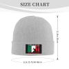 I Stand for The Mexico Flag and I Kneel for The Cross Beanie Hat Acrylic Knit Warm Winter Hats for Women Men Skull Cap Gray view 4
