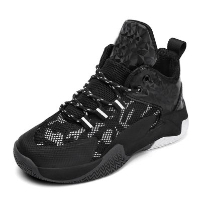 Kids Boys Girls Sports Shoes Cushion Sneakers Non-Slip High Top Outdoor Running Shoes for School Athletic Training (Black, 2.5 Big Kids)