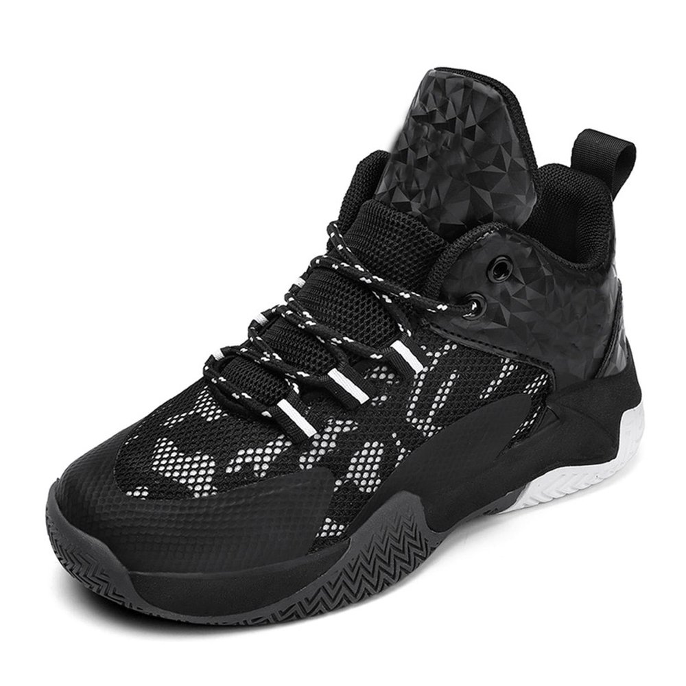 Kids Boys Girls Sports Shoes Cushion Sneakers Non-Slip High Top Outdoor Running Shoes for School Athletic Training (Black, 2.5 Big Kids)
