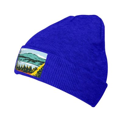 Lassen Volcanic National Park California Beanie Hat Acrylic Knit Warm Winter Hats for Women Men Skull Cap Blue