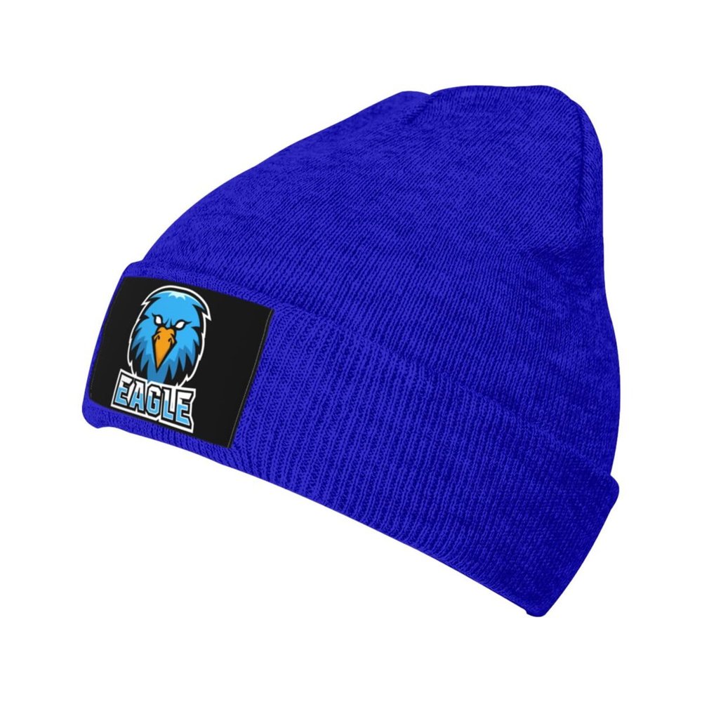 Eagle Logo Beanie Hat Acrylic Knit Warm Winter Hats for Women Men Skull Cap Blue