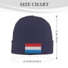 ZKLCRYTR Flag of Luxembourg Beanie Hat Acrylic Knit Warm Winter Hats for Women Men Skull Cap Navy Blue view 4
